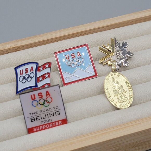 USA Olympic Pin Collection Lot of 5 Supporter Lapel Pins Beijing Salt Lake - Picture 1 of 7